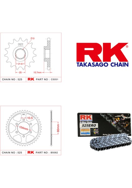 Kawasaki Zx-6 R RK Dişli Set 525 Ero O-Ring 15/40T 1998 - 2002
