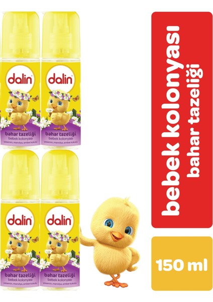 Bebek Kolonyası 150ML Bahar Tazeliği (Yasemin-Manolya-Amber Kokulu) (4 Lü Set)