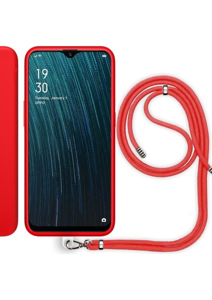 Oppo A12 Ip Askılı Silikon Kılıf Kırmızı