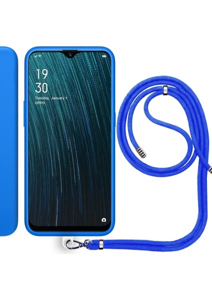 Oppo A12 Ip Askılı Silikon Kılıf Mavi
