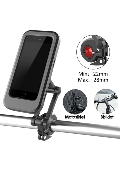 Su Geçirmez Mıknatıslı Motorsiklet Telefon Tutucu + Gidon Bağlantısı
