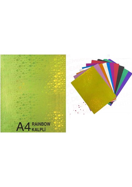 A4 10 Renk Rainbow Kalp Lielişi Kağıdı 10'lu Paket