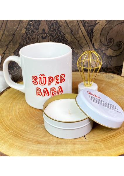 Baba Tasarımlı Mum Kupa ve Mini Lamba Set
