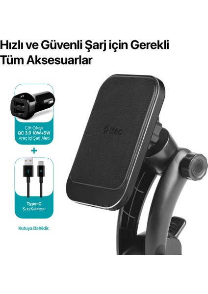 Ttec Aircharger Drive M Magsafe Uyumlu Kablosuz Şarj Özellikli Mıknatıslı Araç Içi Telefon Tutucu