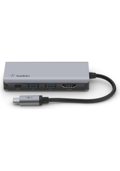 USB C 4'ü 1 Arada Çok Bağlantı Noktalı Adaptör (4K HDMI, USB-C 100W PD Geçişli Şarj ve Daha Fazlası için 2 x USB A Bağlantı Noktası