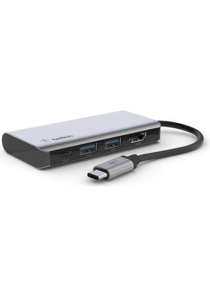 USB C 4'ü 1 Arada Çok Bağlantı Noktalı Adaptör (4K HDMI, USB-C 100W PD Geçişli Şarj ve Daha Fazlası için 2 x USB A Bağlantı Noktası