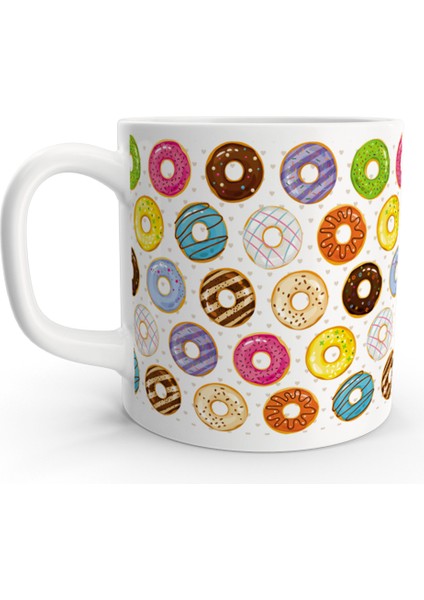 Donut Renkli Tatlı Tasarımlı Kupa Bardak
