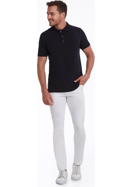 Erkek Lacivert Regular Fit %100 Pamuk Polo Yaka Tişört