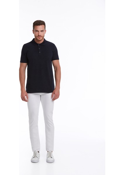 Erkek Lacivert Regular Fit %100 Pamuk Polo Yaka Tişört