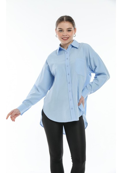 Kırık Beyaz Boyfriend Gömlek