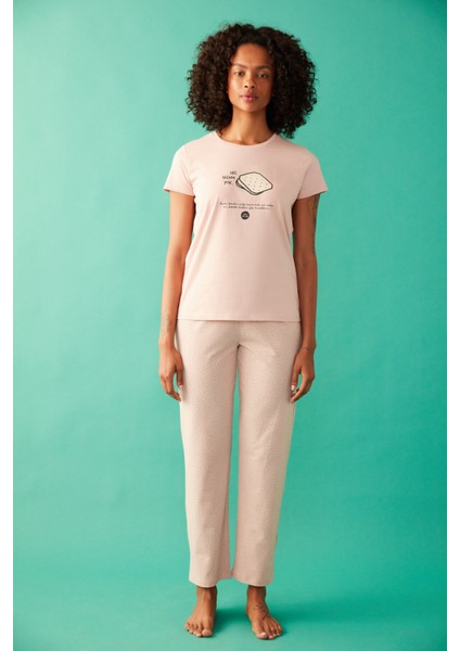 Açık Pembe Tadım Pijama Takımı-Hisli Şeyler Koleksiyonu modelleri