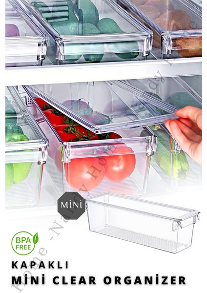 Nandy Home Kapaklı Mini Tall Clear Buzdolabı & Dolap Içi Düzenleyici Organizer