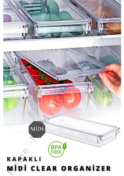 Nandy Home Kapaklı Midi New Clear Buzdolabı & Dolap Içi Düzenleyici Organizer