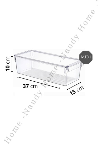 Nandy Home Kapaklı Midi Tall Clear Buzdolabı & Dolap Içi Düzenleyici Organizer