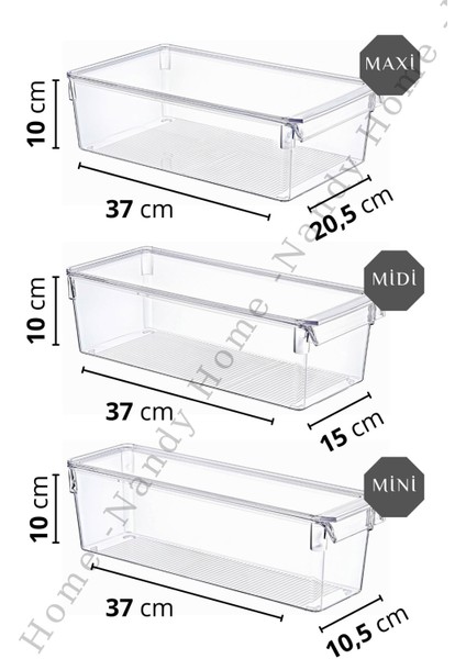 Nandy Home Kapaklı 9'lu Set Tall Clear Buzdolabı & Dolap Içi Düzenleyici Organizer