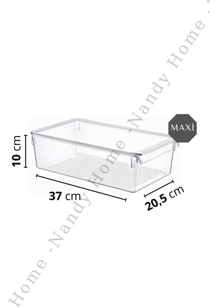 Nandy Home Kapaklı Maxi Tall Clear Buzdolabı & Dolap Içi Düzenleyici Organizer 3 Adet