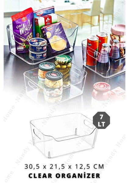 7 Lt Clear Buzdolabı & Dolap Içi Düzenleyici Organizer 30,5X21,5X12,5 cm