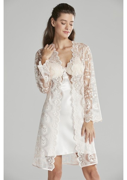 6225 Altılı Saten Gecelik - Sabahlık Takımı