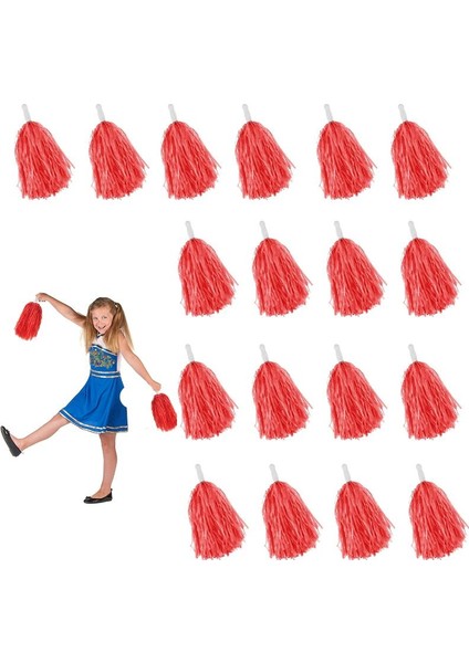 10 Çift( 20 Adet )Mat Kırmızı Renk 23 Nisan Gösteri Ponponu