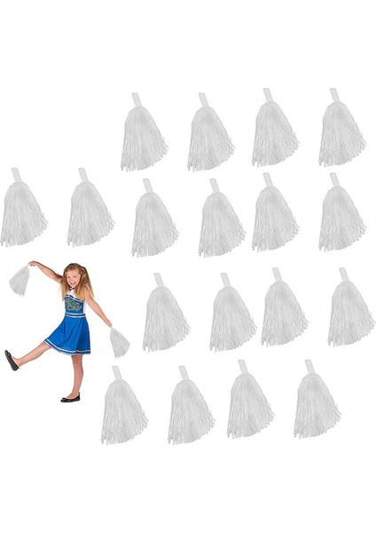 10 Çift( 20 Adet )Mat Beyaz Renk 23 Nisan Gösteri Ponponu