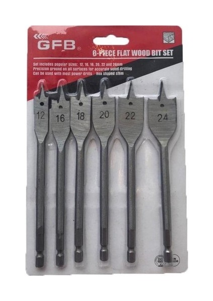 Yaprak Matkap Ucu Seti 6 Parçalı 12-16-18-20-22-24 mm