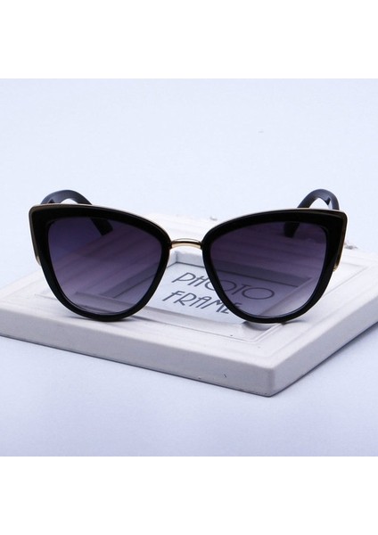 Cat Eye UV400 Sunglar Siyah(Yurt Dışından)