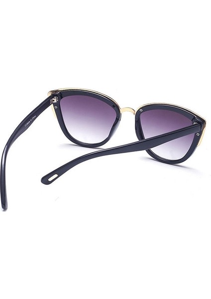 Cat Eye UV400 Sunglar Siyah(Yurt Dışından)
