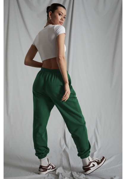 Kadın Koyu Yeşil Beli Lastikli Oversize Eşofman Altı MG1235 modelleri