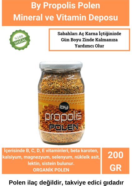 By Propolis Polen 200gr Doğal Cam Şişede Taze Doğal Arı Poleni