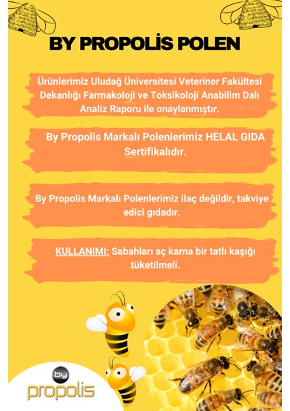 By Propolis Polen 200gr Doğal Cam Şişede Taze Doğal Arı Poleni