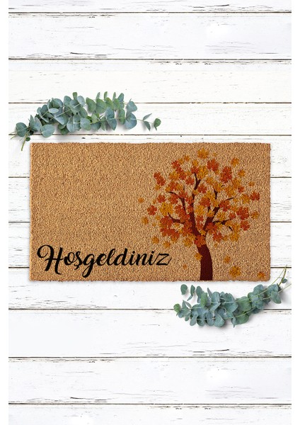 Sonbahar Tasarımlı Hoşgeldiniz Kapı Önü Paspası Koko Paspas Kıl Paspas