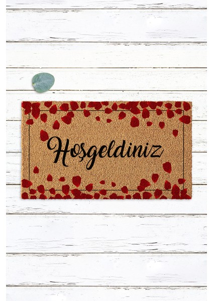Gül Yapraklı Tasarım Hoşgeldiniz Kapı Paspası