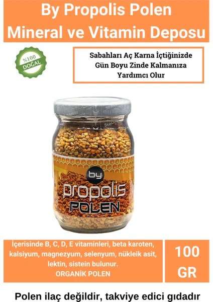 By Propolis Polen 100gr Doğal Cam Şişede Taze Doğal Arı Poleni