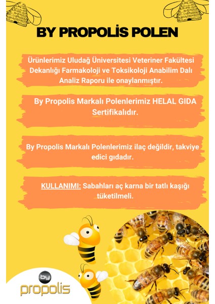 By Propolis Polen 100gr Doğal Cam Şişede Taze Doğal Arı Poleni