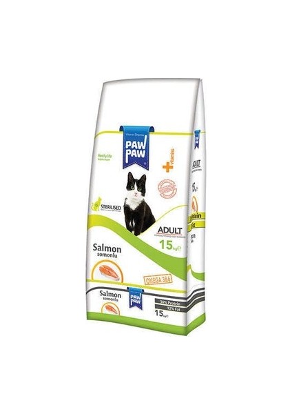 Paw Paw Kısırlaştırılmış Yetişkin Kedi Maması Somonlu 15 kg