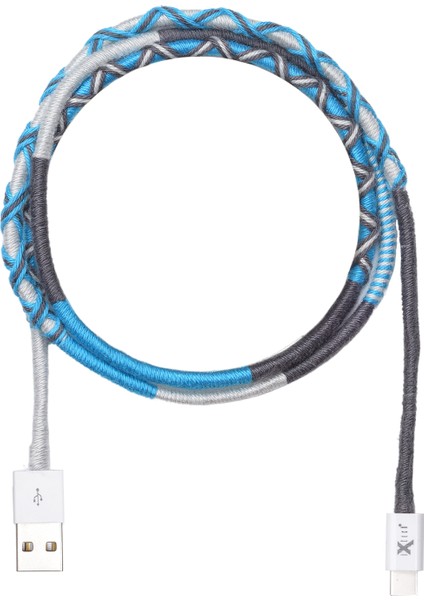 Lotus El Örgüsü USB To Type-C Data ve Hızlı Şarj Kablosu Ix-05- Tc-Blu