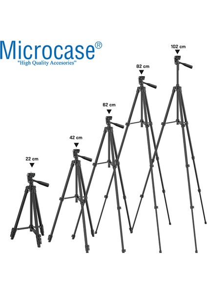 3120A 3 Ayak Kamera Tripodu 102 Cm+Döner Başlık Telefon Tutucu+Bluetooth Kumanda - AL2917
