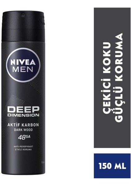 Men Erkek Sprey Deodorant Deep Dimension 48 Saat Anti-perspirant Koruma 150ml x3 Adet