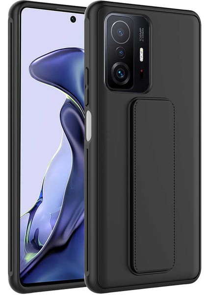 - Xiaomi Mi 11T Pro 5g - Kılıf Mat Koruyucu El Tutacaklı Stand Olabilen Qstand Kapak