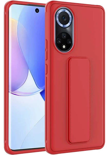 Case 4U Honor 50 Kılıf Stand Olabilen Mat Yüzey Kaliteli TPU Silikon Qstand Arka Kapak Kırmızı