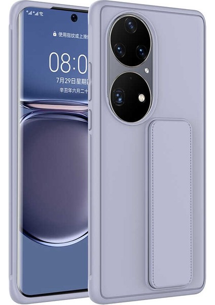 Huawei P50 Pro Uyumlu Standlı Renkli Esnek Silikon Kılıf