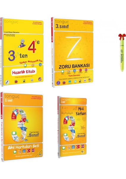 Yayınları Tonguç Akademi 3'den 4'e, 3 Zoru Bankası, 3. Sınıf Akıl Haritaları ve Akıl Notları