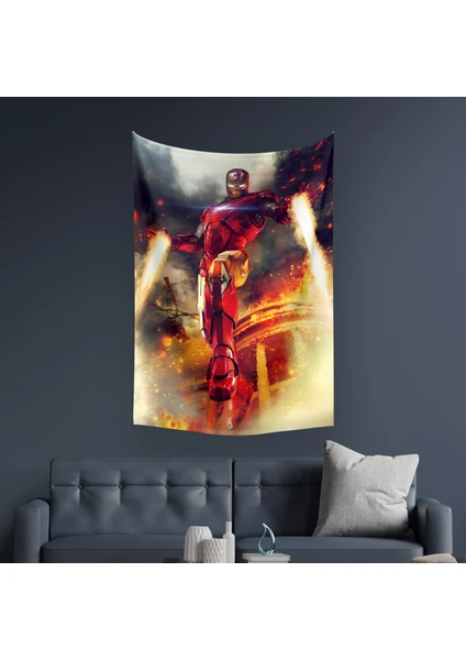 Iron Man Marvel Duvar Örtüsü Halısı 140 x 100 CM-70X100 cm