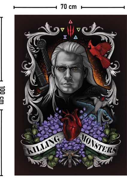 The Witcher Duvar Örtüsü Halısı 140 x 100 CM-70X100 cm