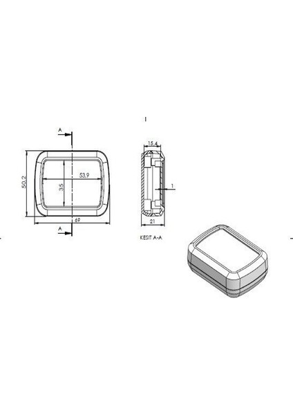 Sanec Elektronik Proje Kutusu (Ölçüleri: 69,5 x 50,5 x 21 mm) - Siyah