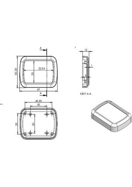 Sanec Elektronik Proje Kutusu (Ölçüleri: 69,5 x 50,5 x 21 mm) - Siyah