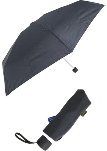 Mini Cep Boy Siyah Unisex Şemsiye Fiber 7 Tel 17 cm