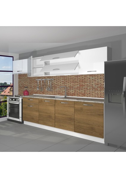 Ekol 280 MDF Hazır Mutfak Dolabı - Tezgah Dahil - Pera - Beyaz