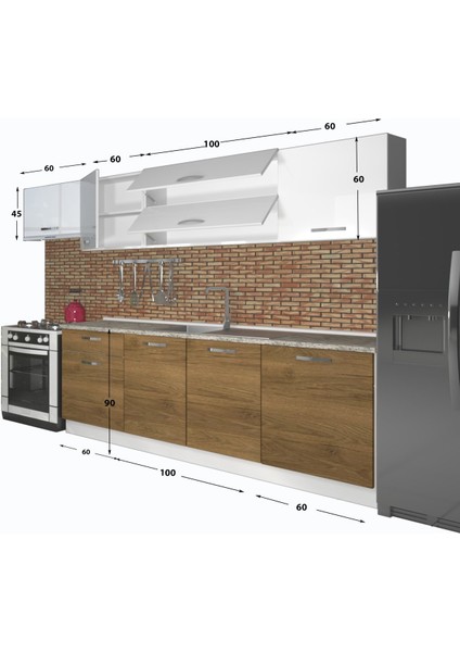 Ekol 280 MDF Hazır Mutfak Dolabı - Tezgah Dahil - Pera - Beyaz fiyatları