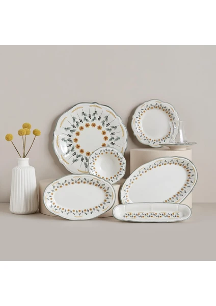 Bella Maison Adelina Stoneware 26 Parça 6 Kişilik Kahvaltı Takımı Yeşil